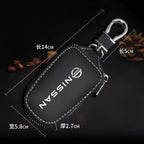 Leather Car Key Bag Vehicle Logo Keychain Case for Nissan Qashqai J11 J10 X-trail T32 Juke Altima Sentra Auto Accessories