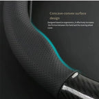 Carbon fiber car steering wheel cover, breathable and sporty, all season universal anti slip and wear-resistant handle cover CM World