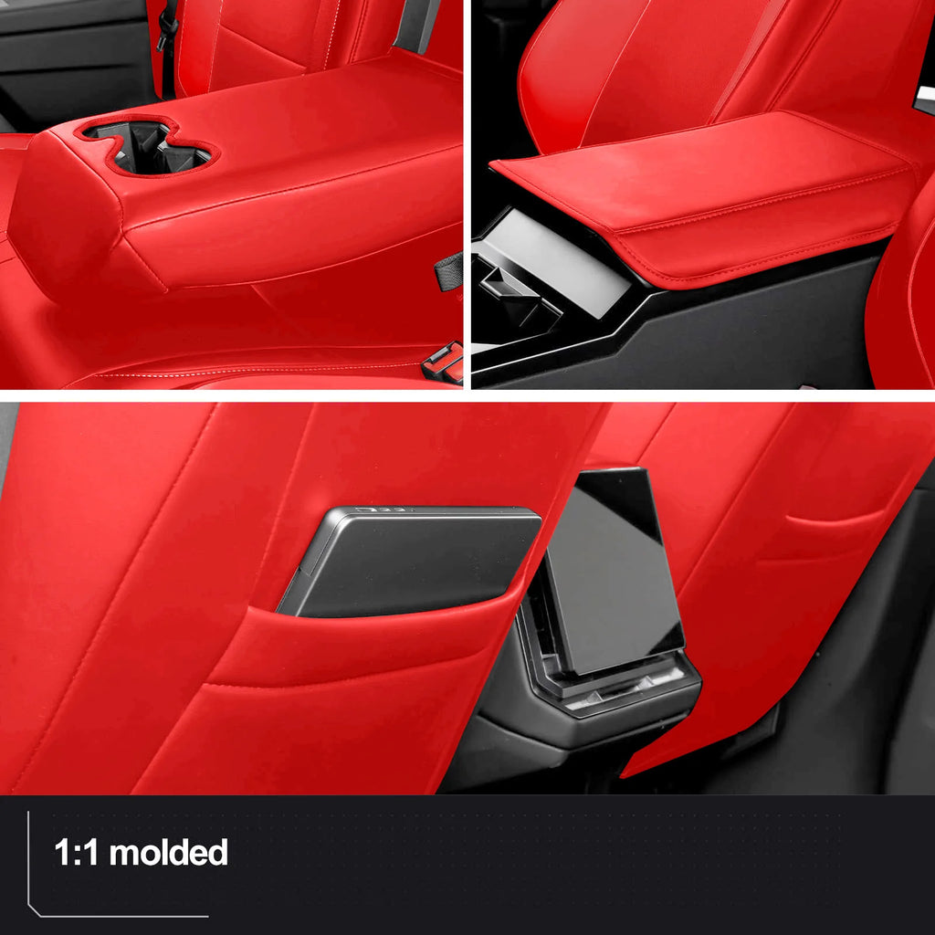 Seat Covers Compatible with Tesla Cybertruck 2024-26, Full Coverage PU Leather Seat Protector with Armrest Cover Fit Cybertruck