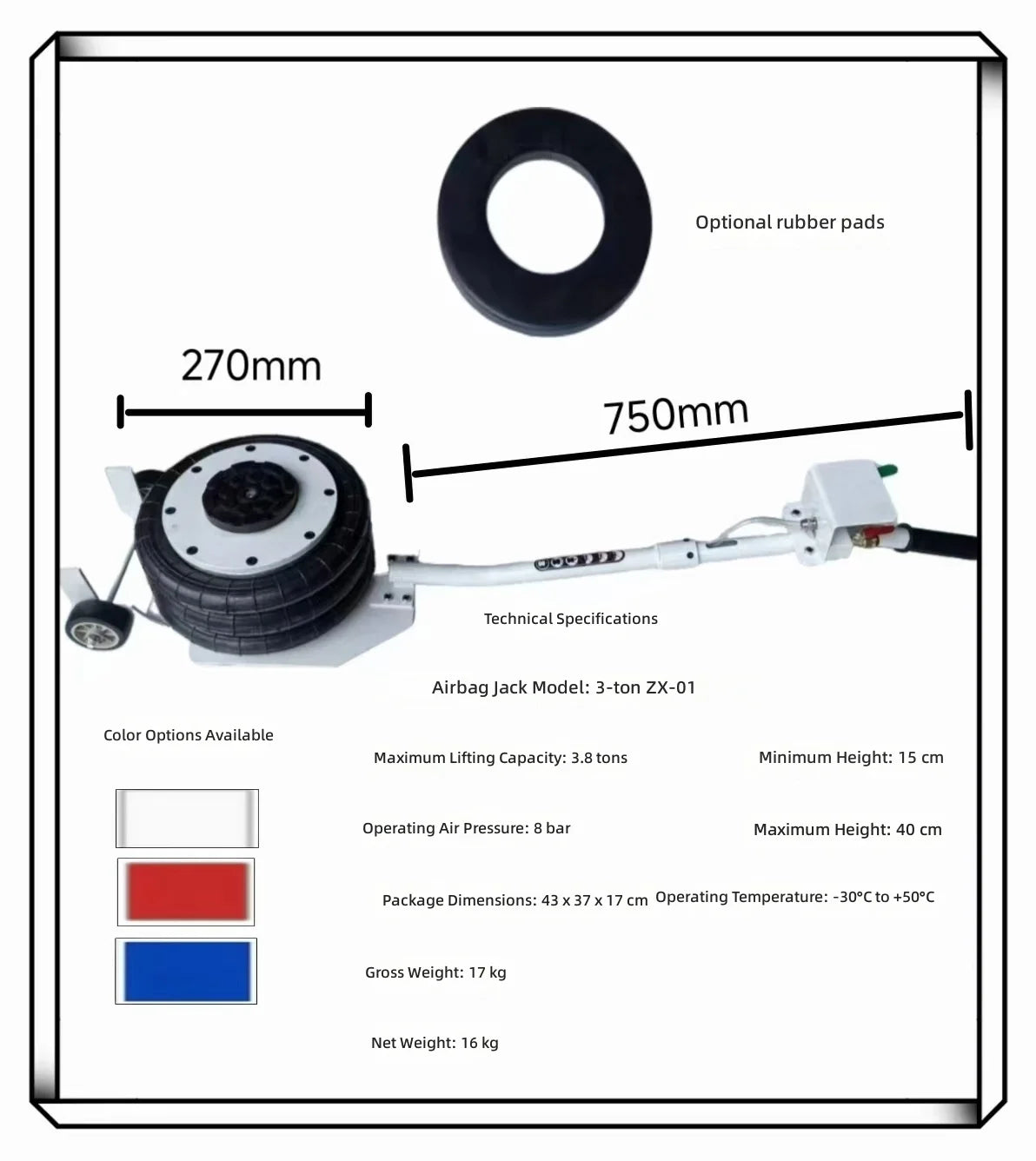Air Bag Jack, 3 Triple Bags Pneumatic Lifting Jack, 5T Heavy Duty, Portable Air Jack for Car Vehicle Repair Lifting Support