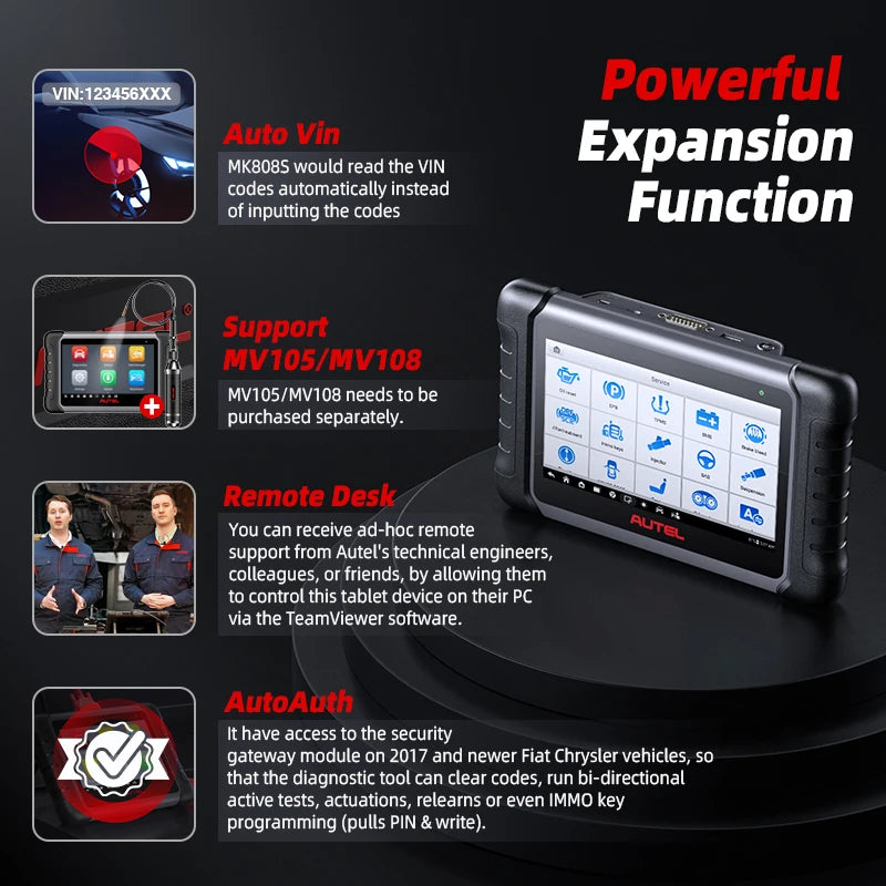 Autel MK808S Pro Car Diagnostic Scanner Tool Active Test Key Coding FCA Autoauth Android 11 Updated of MK808 Car Mobile World