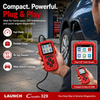 LAUNCH Creader 329 OBD2 Fault Scanner Auto Diagnostic Tool Check Engine Light Code Reader with Battery Test Live Data O2 Sensor EVAP for 1996+ OBDII Cars