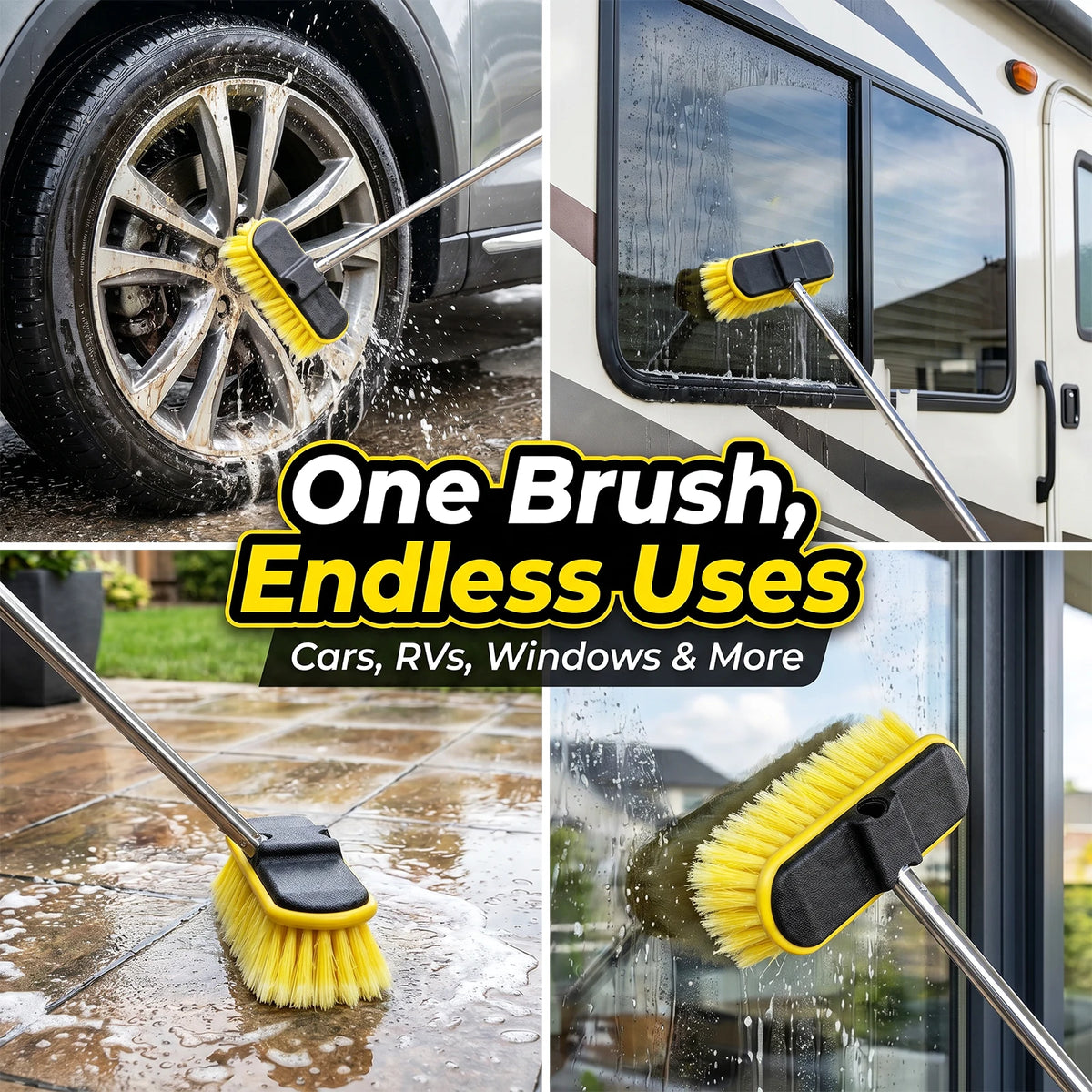 2Pcs Car Wash Brush Head Practical Exterior Automotive Cleaning Brush Head with Soft Bristle RV Window Cleaning Tool Accessories