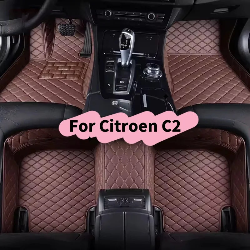 Custom Car Floor Mats Anti-slip Wear Microfiber Leather For Citroen C2 Auto Carpets Foot Coche Accessories