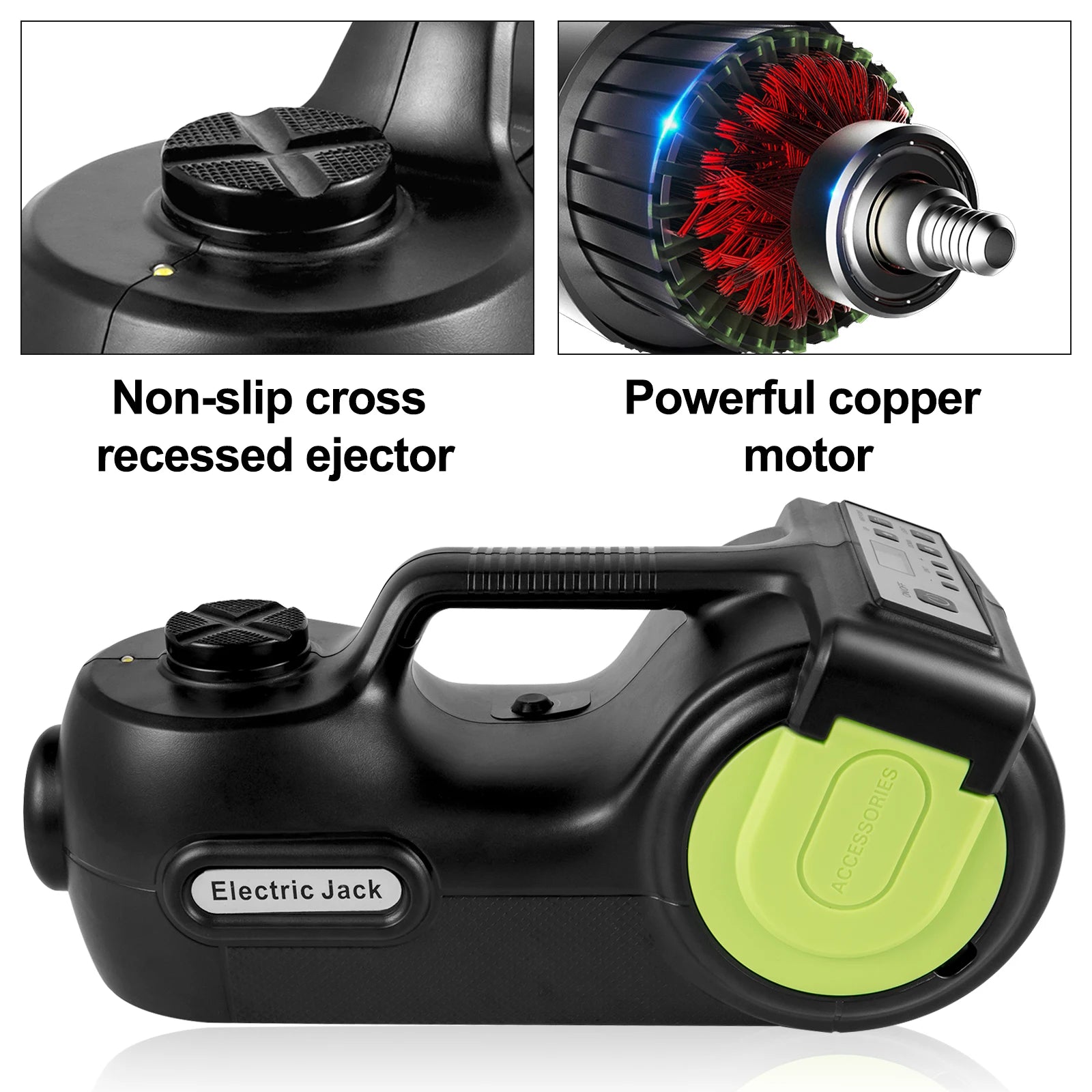 SucceBuy 4-In-1 Electric Car Jack 12V 5T Portable Hydraulic Jack Impact Wrench Tire Compressor Lifting LED Light Car Repair Tool CM World
