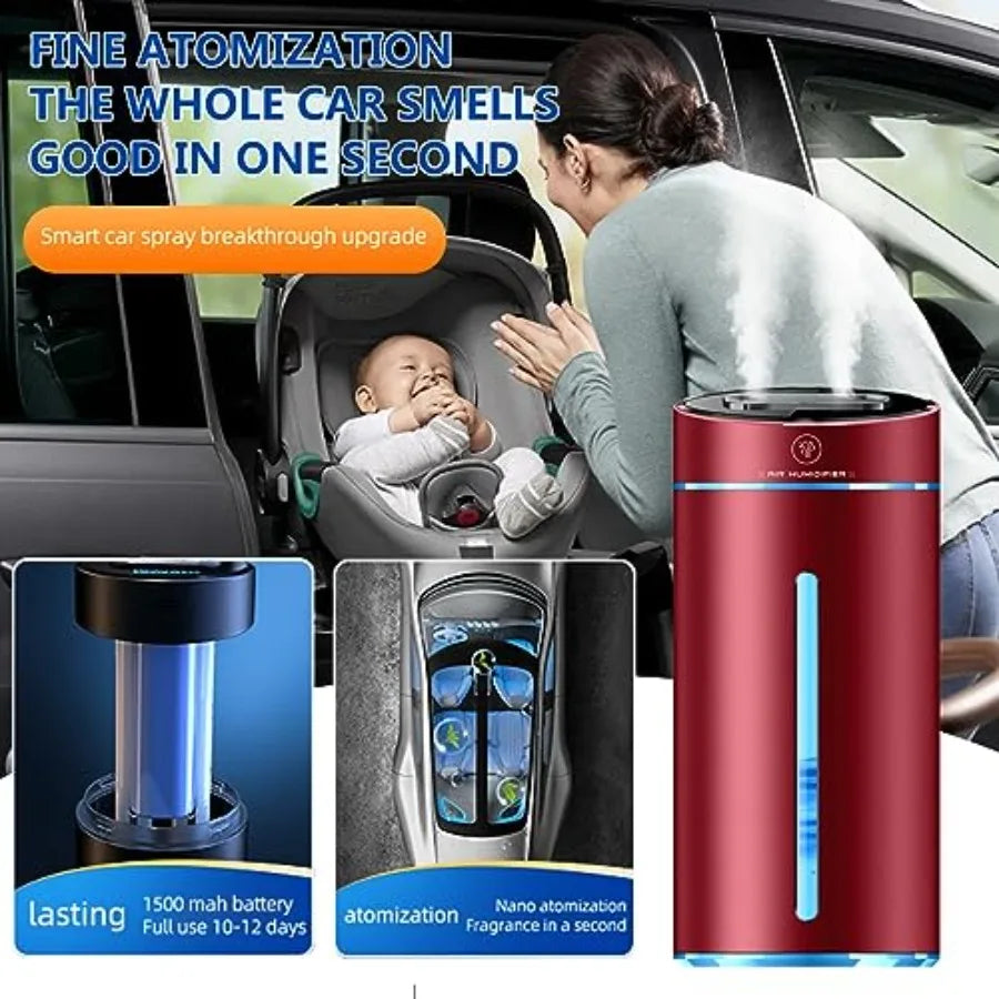 Smart Car Air Freshener with Humidifier Purple Essential Oil Diffuser Auto On/Off 3 Mode Adjustable for Car Interior CM World
