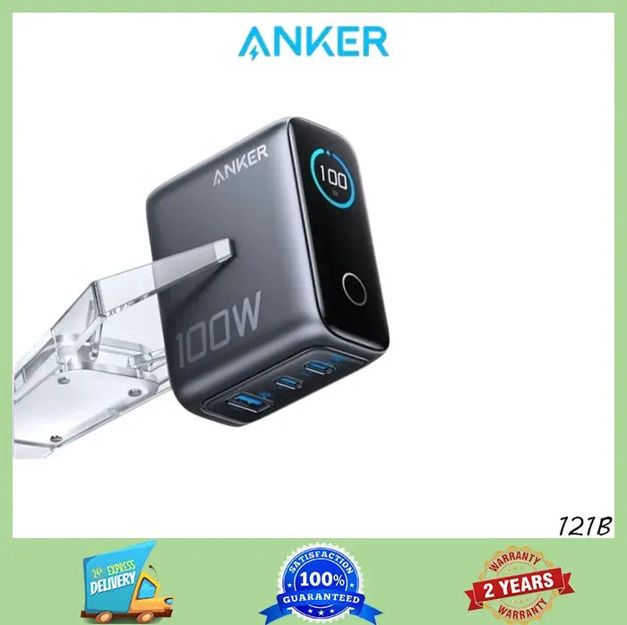 Anker 100W GaN 3-Port Fast Charger Smart Digital Display PD Charging Block For iPhone MacBook Pro Air iPad Xiaomi Galaxy S24 Car Mobile World