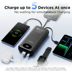 PISEN 20000mAh 20W Fast Charging Powerbank With 4 Built-in Cables For iPhone Samsung Xiaomi