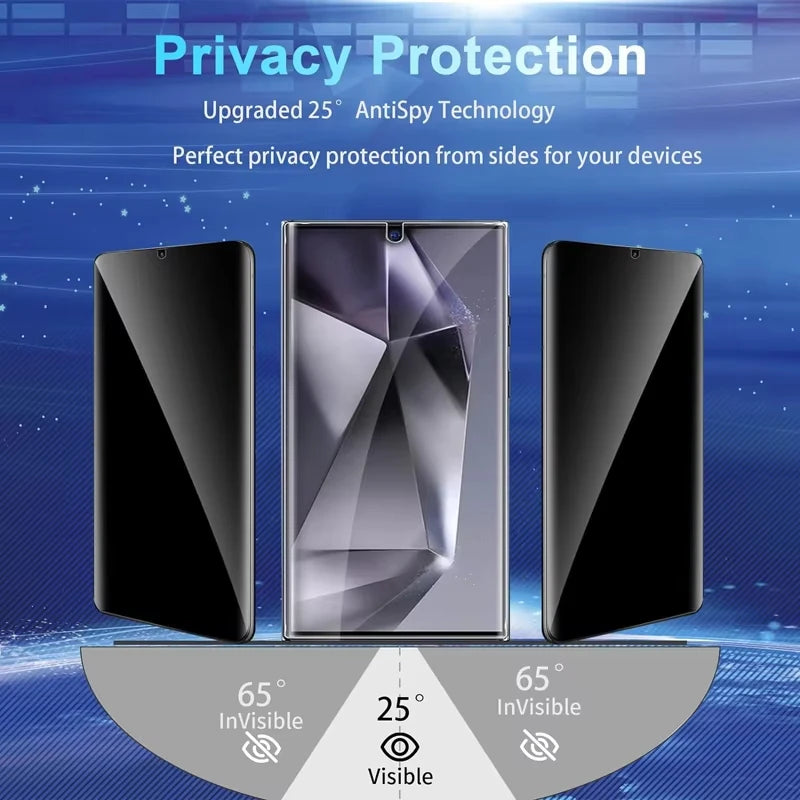 3PCS Privacy Tempered Glass For Samsung S26 Ultra Fingerprint Unlock Anti-Spy Screen Protector for S26 Plus Anti-peep Glass Film