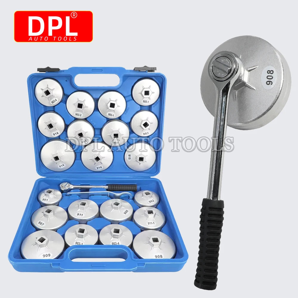 23 Pcs/Set Car Oil Filter Cap Removal Wrench Socket Set 1/2" 12.5mm Ratchet Spanner Car Hand With Case Auto Remover Tool CM World