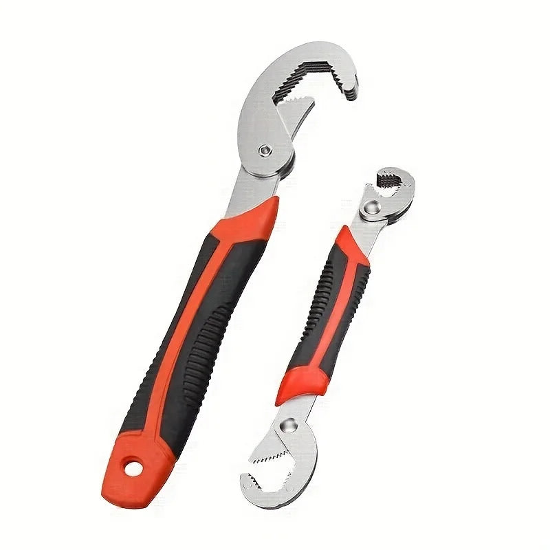 2Pcs Multifunctional Wrench Set, Self-Tightening Adjustable Spanner with Non-Slip Handle for Universal Home Auto Bike Repair