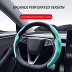 For Tesla Model 3/Y Highland Juniper2025 Steering Wheel Cover Carbon Fiber Leather Anti-Fur Sport Steering Wheel Car Accessories CM World