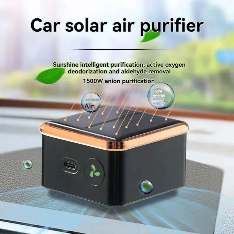 Solar Mini Electric Ozone Generator Energy Car Air Purifier With Odor Smoke Removal Smoke Formaldehyde Deodorization Features CM World