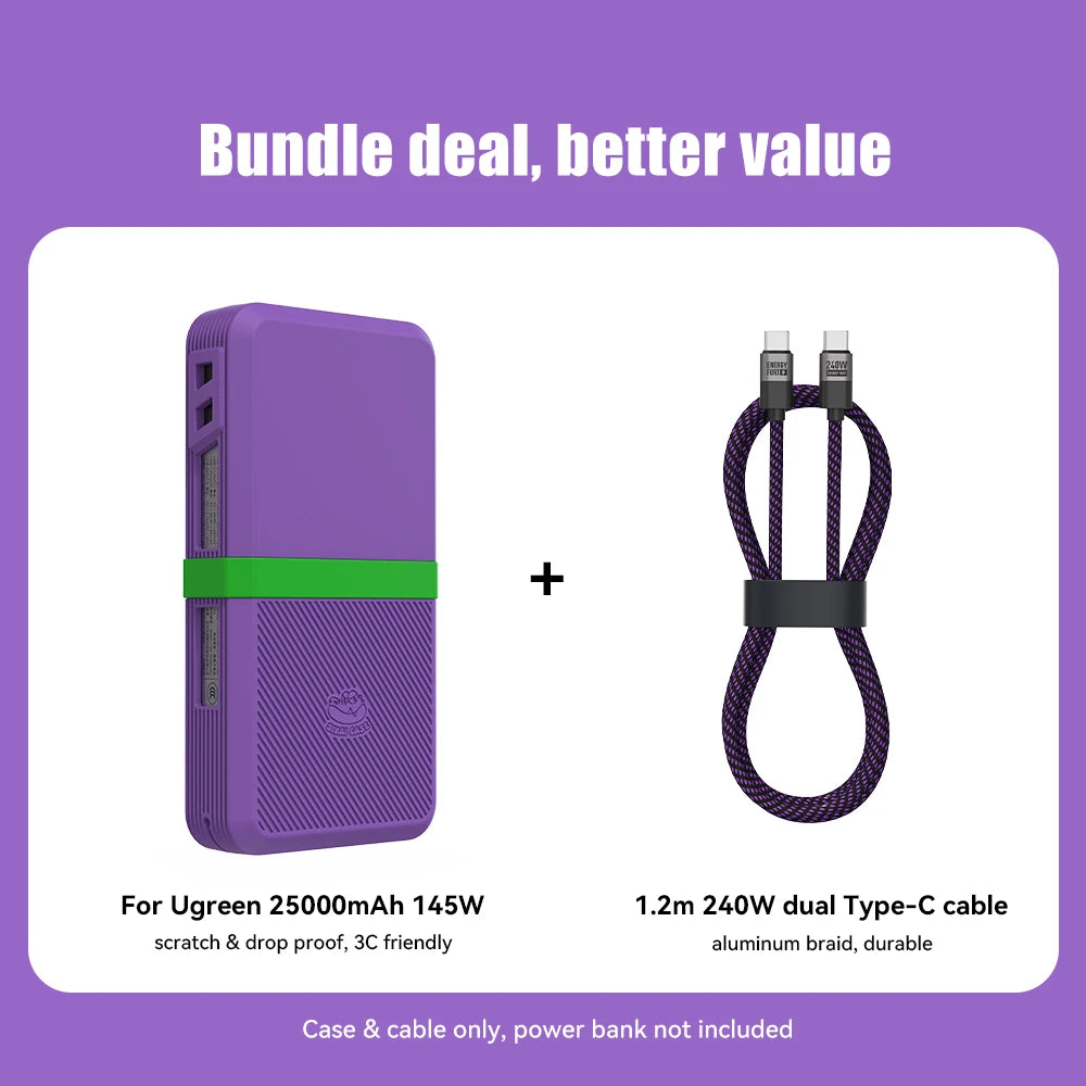 Dustproof Protective Cover Travel Silicone Case for Ugreen Laptop PowerBank Shockproof Cover for UGREEN 145W 25000mAh Power Bank