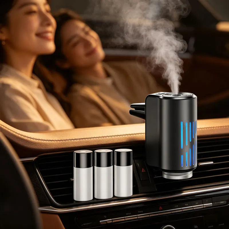Car Aroma Diffuser Air Freshener Odor Eliminator  Vechile Air Vent Perfume Night Light Refill Fragrance