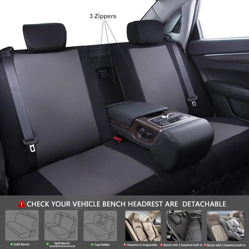 Polyester Fabric Car Seat Covers Rear Seat Backest With 3 Zipper Can Split Universal Size Seat Covers Fit For Most Car SUV Truck