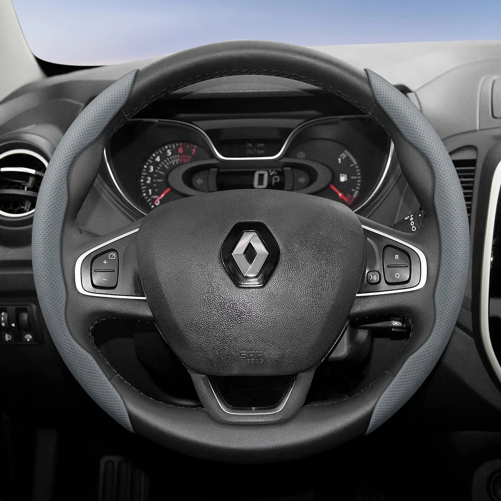 Suitable for Renault Breathable Hole Leather Steering Wheel Cover Segmented Quick Release Design Non-Slip and Durable Megane 3 2 4 Clio4 5 Captur Trafic Scenic Austral Kangoo Arkana Kadjar Master Fluence Zoe Twingo Qm6 CM World