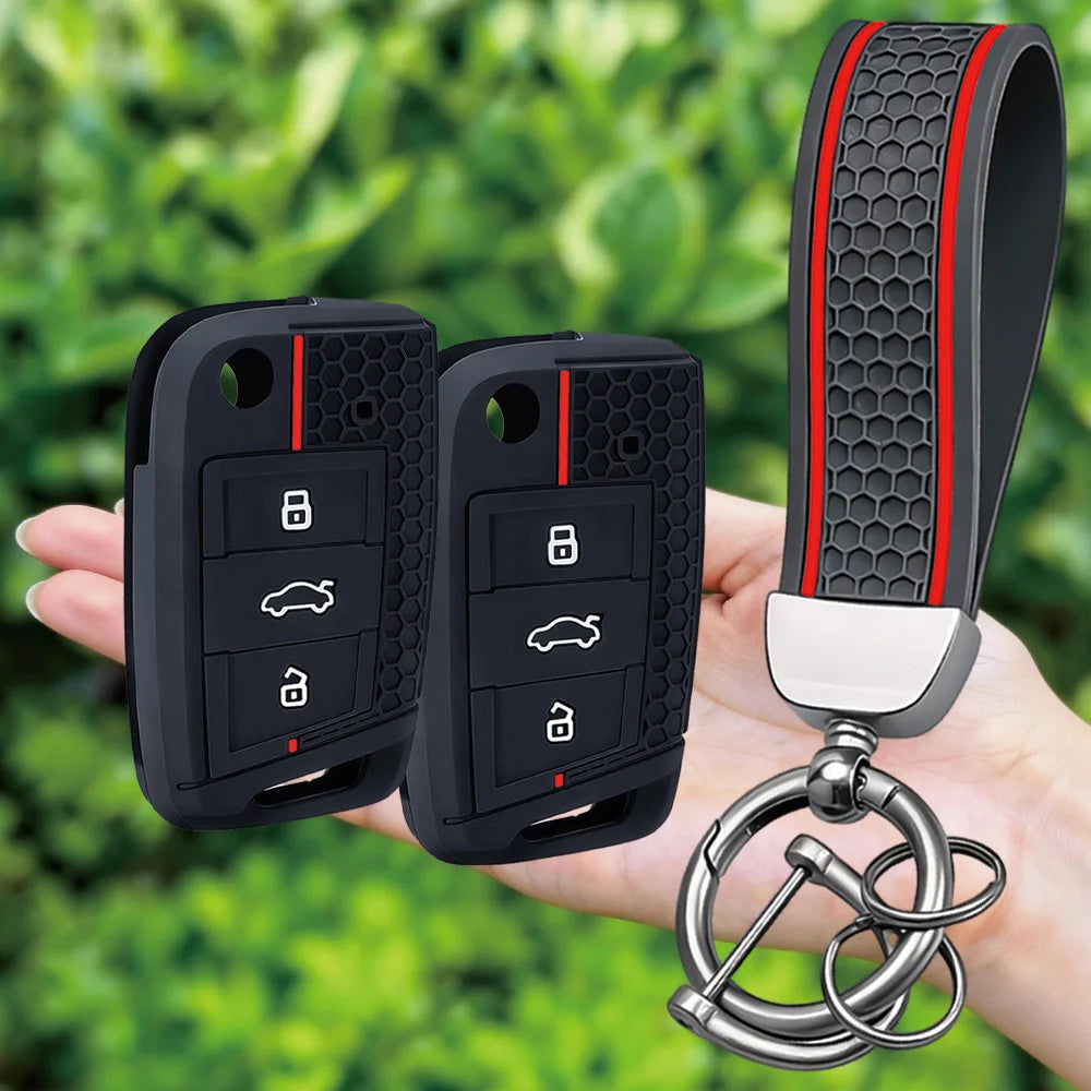 New Keychain Car Key Cover Case Silicone Shell For VW Golf 7 MK7 VII Tiguan Polo Skoda Octavia A7 Kodiaq Seat Ateca Leon