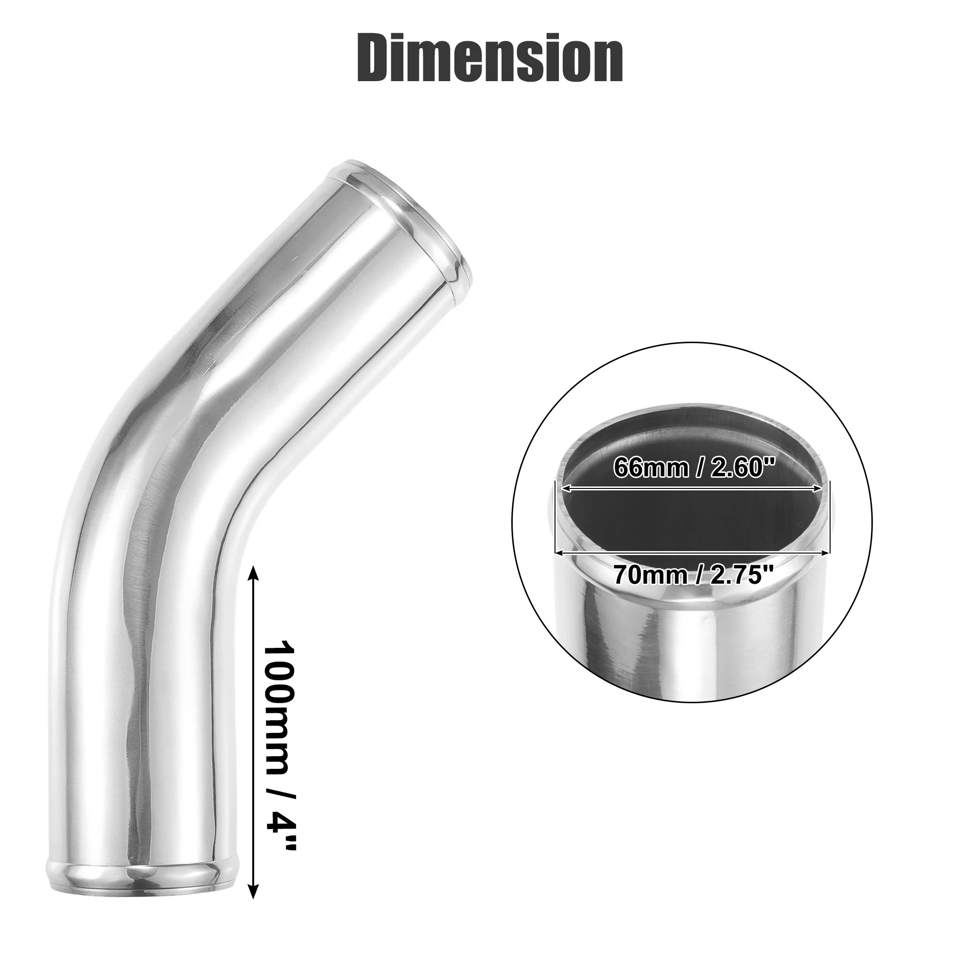UXCELL 45 Degree OD 32-102mm Leg Length 100mm Car Aluminum Alloy Tube Intercooler Bend Elbow Pipe Air Intake Joiners Tubing CM World