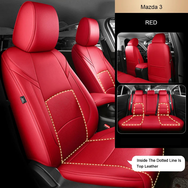 For Mazda 3 6 CX-5 CX-30 Custom Fit Car Seat Covers Accessories Full Covered Top Quality Leather Full Set 2 Rows 5 Seat CM World