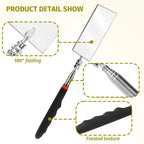 2pcs Telescoping Inspection Mirror Rectangle Mechanic Mirrors 360° Rotation Extendable Telescopic Handle For Car Repair CM World