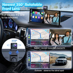 Develuck 11.26" ADAS Car DVR 4K Dash cam 350° Rotatable 2160P Front Camera Carplay Android Auto Registrar With Rotating Bracket