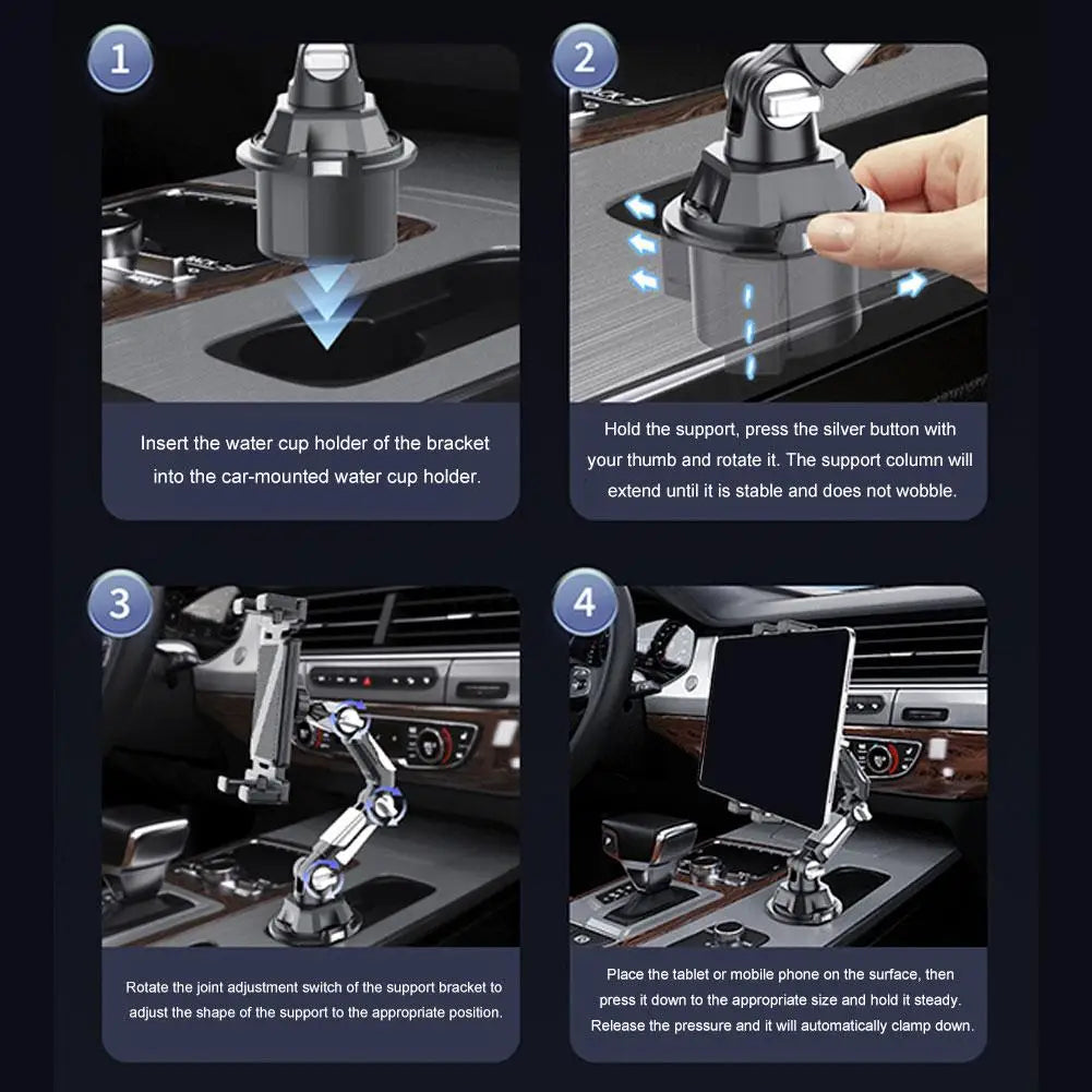Universal Car Phone Holder Cellphone Mount Stand Adjustable Car Cup Phone Mount for iPhone 16 15 14 Por MAX Huawei Samsung