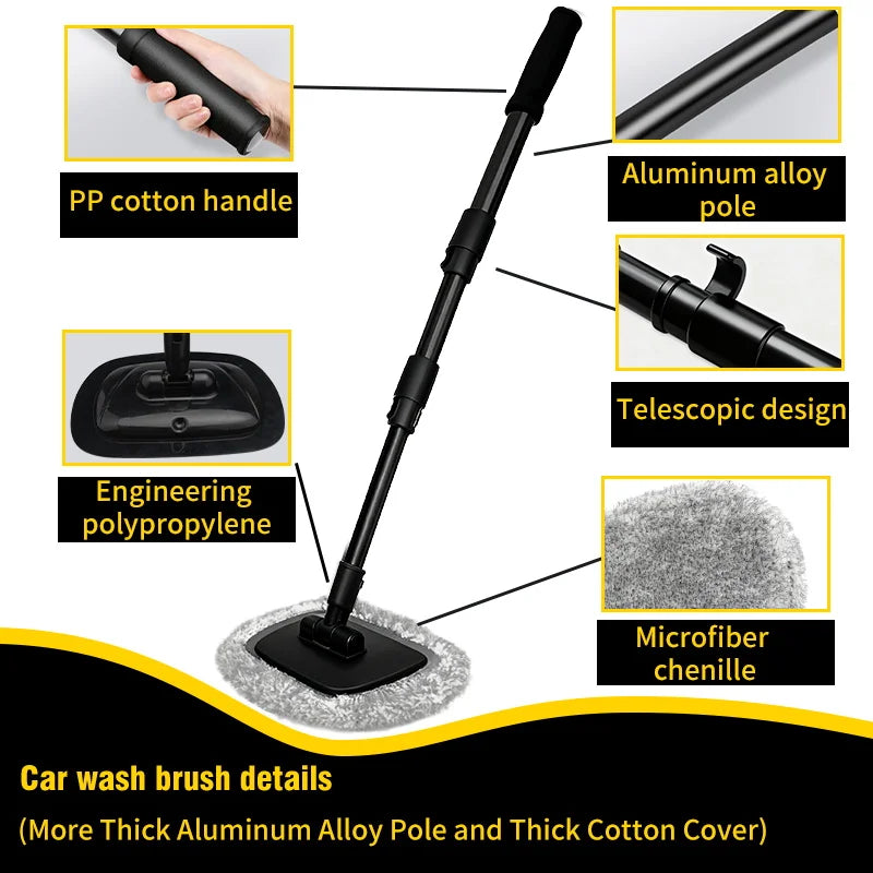 New Car Wash Mop Cleaning Brush Telescoping Long Handle Cleaning Mop Retractable Bent Bar Car Wash Brush Car Cleaning Tools CM World