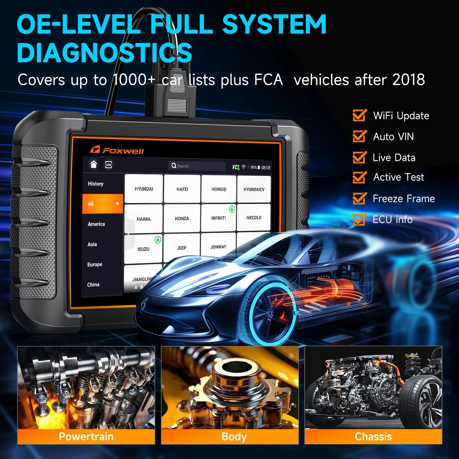 All System Bidirectional Active Test 30+ Reset 3 Years Free Update Car Diagnostic Code Reader Foxwell NT809 OBD2 Scanner Car Mobile World