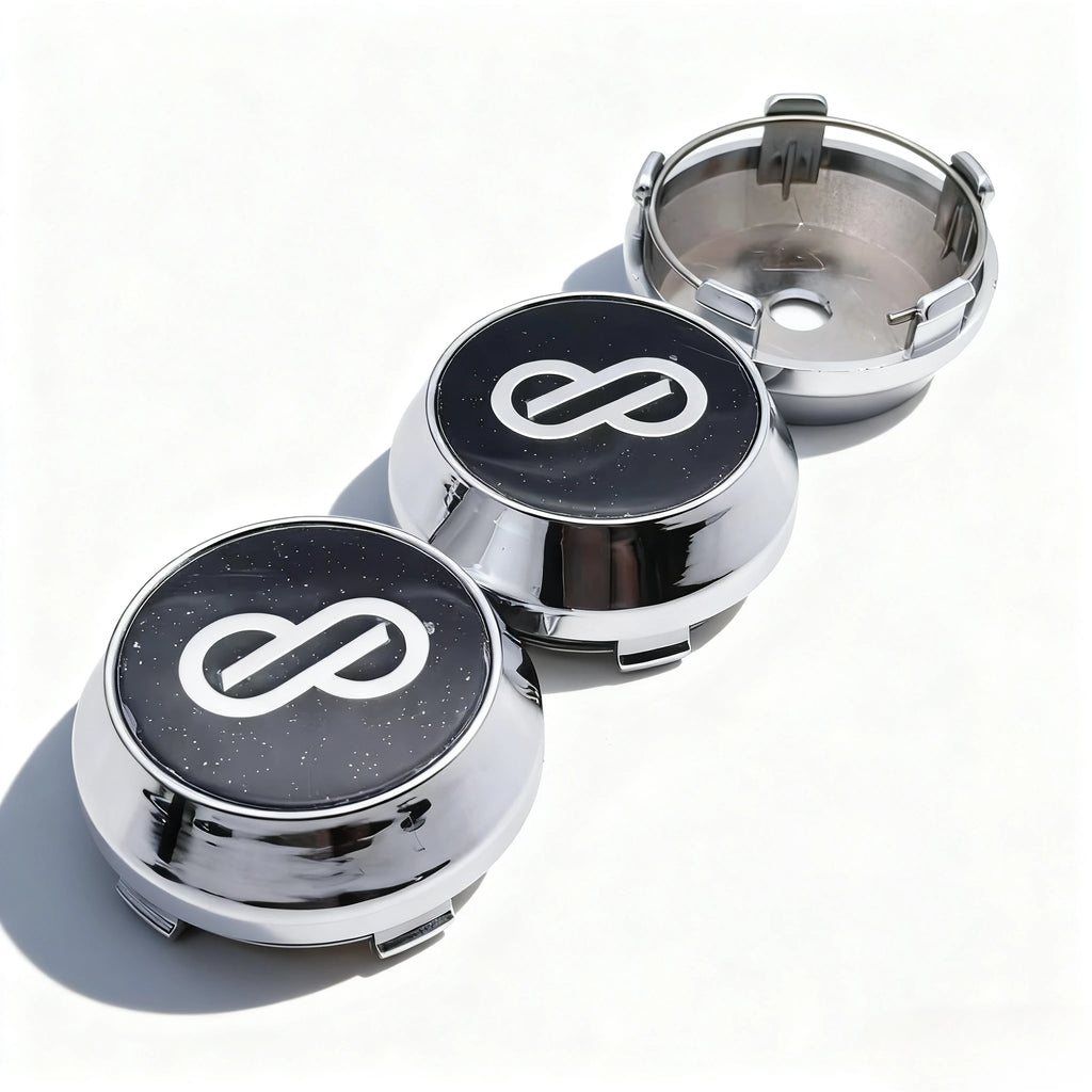 4pcs JDM Black Silver ENKEI Logo Emblem Car Wheel Center Caps OD 60MM 56MM Wheels Hub High Cap Rim Hubcaps Cover Car Accessories