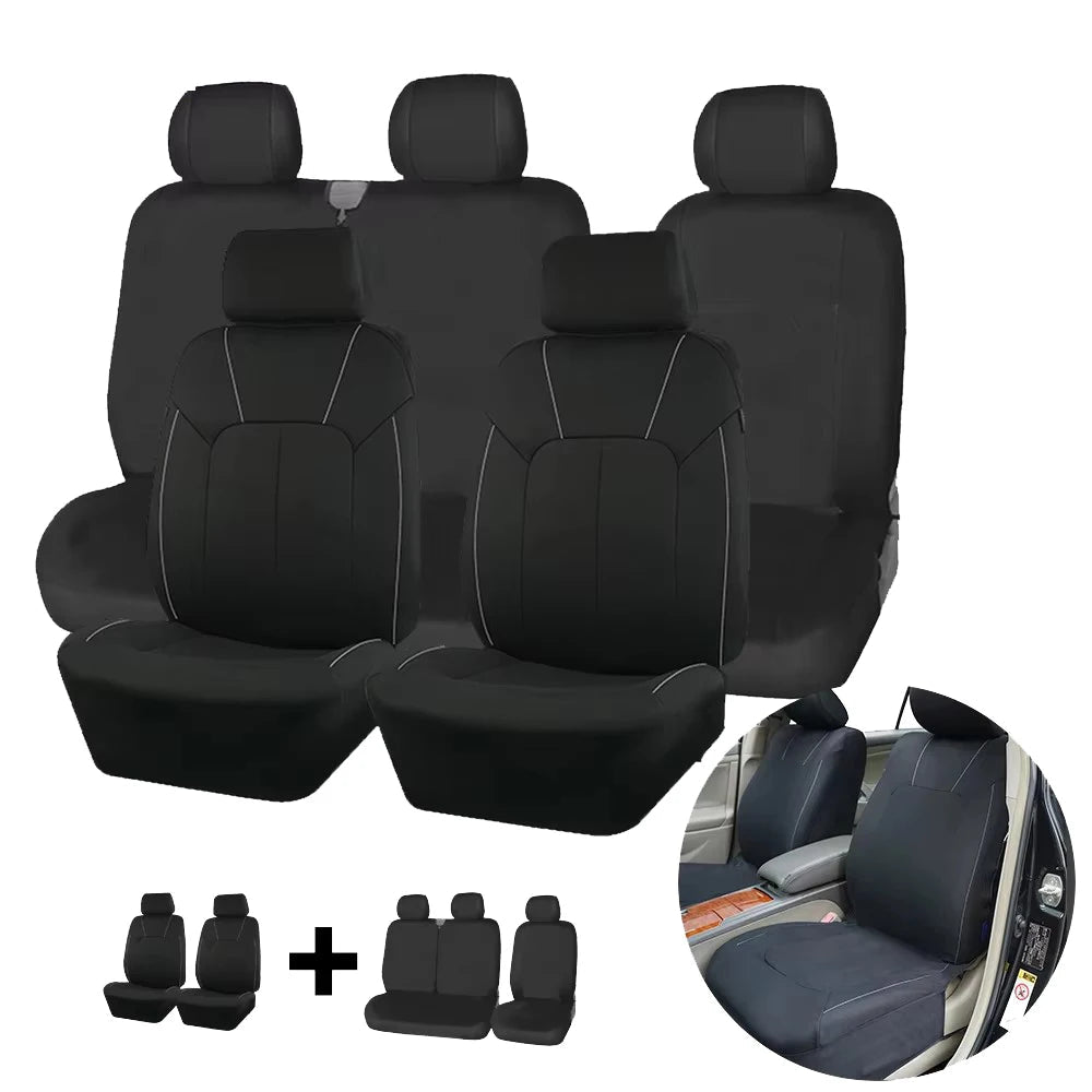 AUTOKING Black Universal Seat Covers For Car 2+1 Type Split Car Seat Cover High Quality Polyester With Airbag  Compatible CM World
