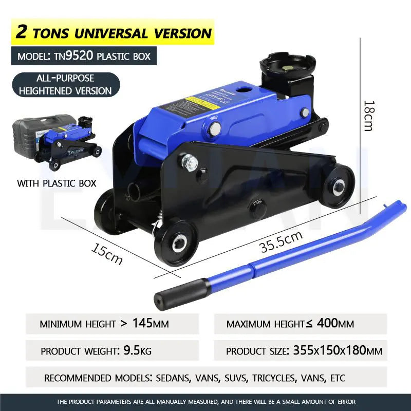 Auto Repair Shop Small Car Truck Tire Changing Tool Car Lifting Jack 2T/2.5T/3T Horizontal Hydraulic Lifting Jack 4S Shop Lifter