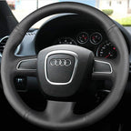 Car Steering Wheel Cover For Audi A4 S4 2005-2012 A6 S6 A8 S8 2007 Seat Exeo 2009-2012 PU Faux Leather DIY Hand-stitched CM World