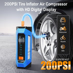 8000a Amp 200 Psi Car Jumper Multi Function 12v Battery Booster Capacitor Auto Compressor Power Bank Jump Starter With Air Pump