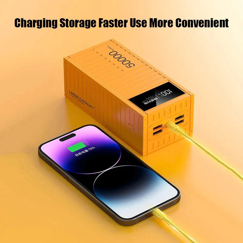 50000mAh Large Capacity Portable Charging Power Bank With 6 Interfaces Supporting 120W Fast Charging Suitable For IPhone Samsung Car Mobile World