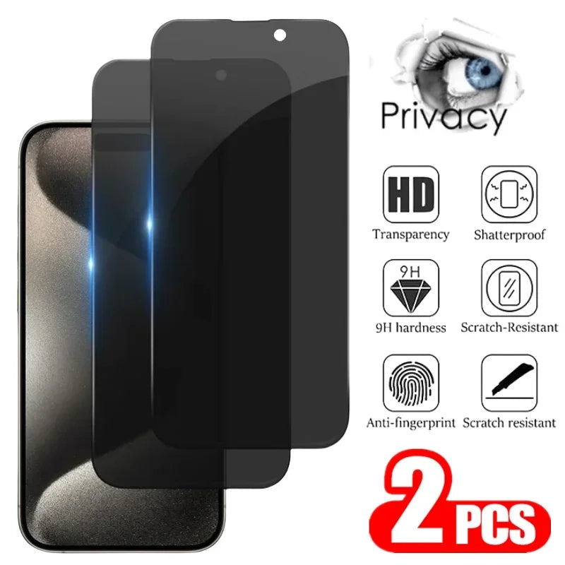 2PCS Privacy Tempered Glass For iPhone 17 16 Pro Max 16Pro 16Plus Anti Spy Screen Protector For iPhone 16/15/14/13/12/11 Glass Car Mobile World