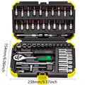 53 PCS Set of 1/4 Inch Socket Ratchet Wrench Set, Socket Drill Bit Extension Rod Automotive Repair with Case Car Repair Househol CM World