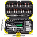 53 PCS Set of 1/4 Inch Socket Ratchet Wrench Set, Socket Drill Bit Extension Rod Automotive Repair with Case Car Repair Househol CM World