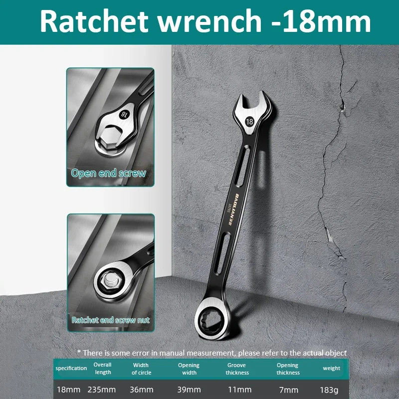 1PC 6-22mm Combination Ratchet Wrench Dual-purpose Wrench Metric Universal Spanner Labor-saving Anti Slip Repair Tool Hand Tool