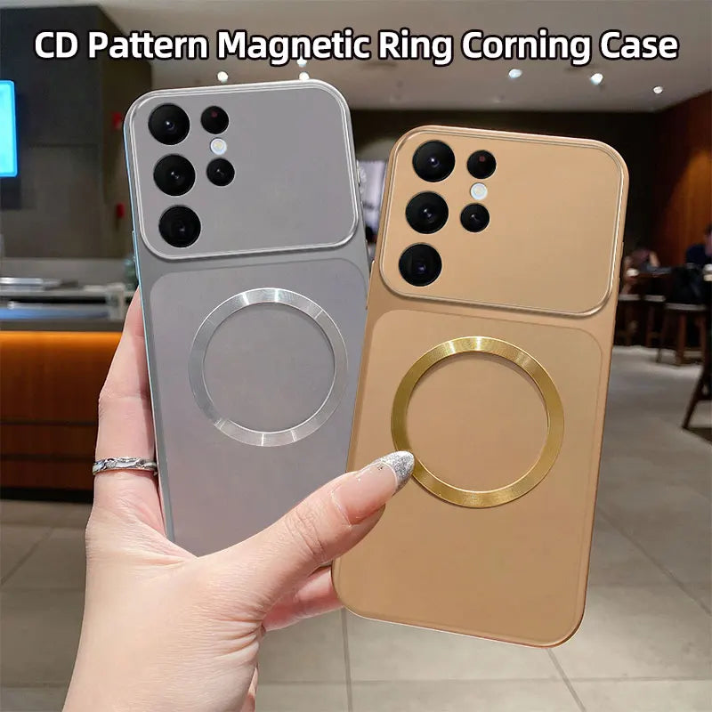 For Magsafe Wireless Charging Case For Samsung S26 Ultra S25 S24 S23 S22 S21 Plus Edge Metallic Paint Finish Soft Cover