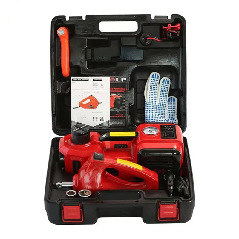 4 in 1 Electric Hydraulic Car Jack Kit 12V 5Ton Electric Jack With Impact Wrench Tire Inflator Repair Lift Tool CM World