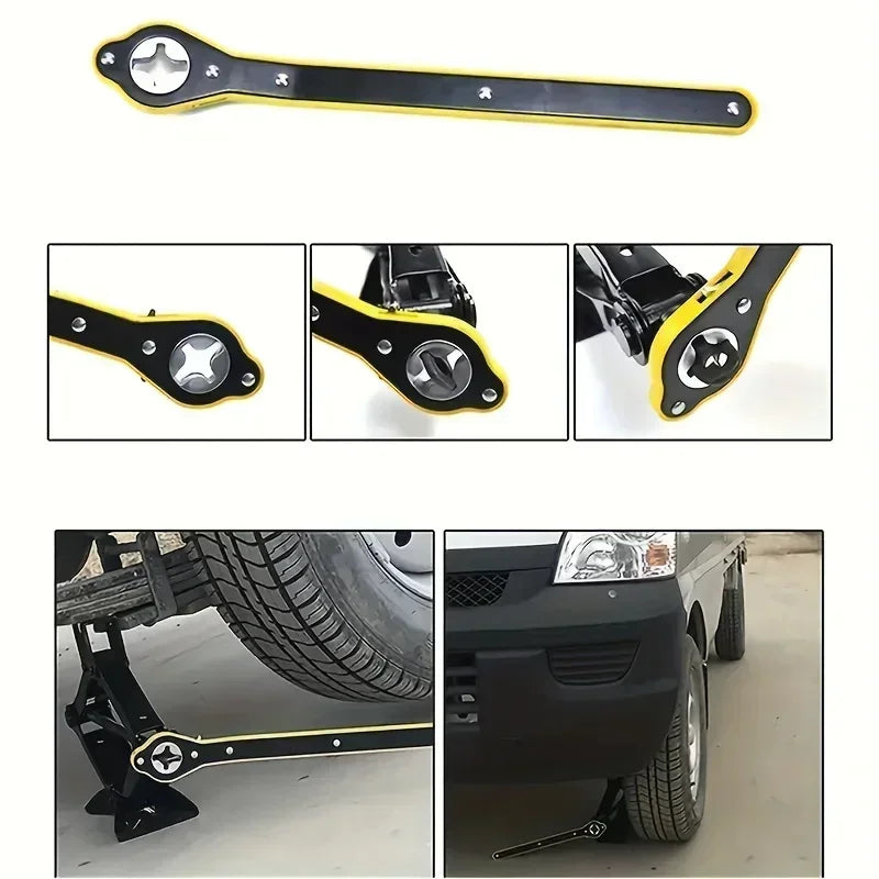 Car Labor-saving Jack Ratchet Wrench Scissor Jack Garage Tire Wheel Lug Wrench Handle Labor-saving Wrench Car Repair Tool CM World