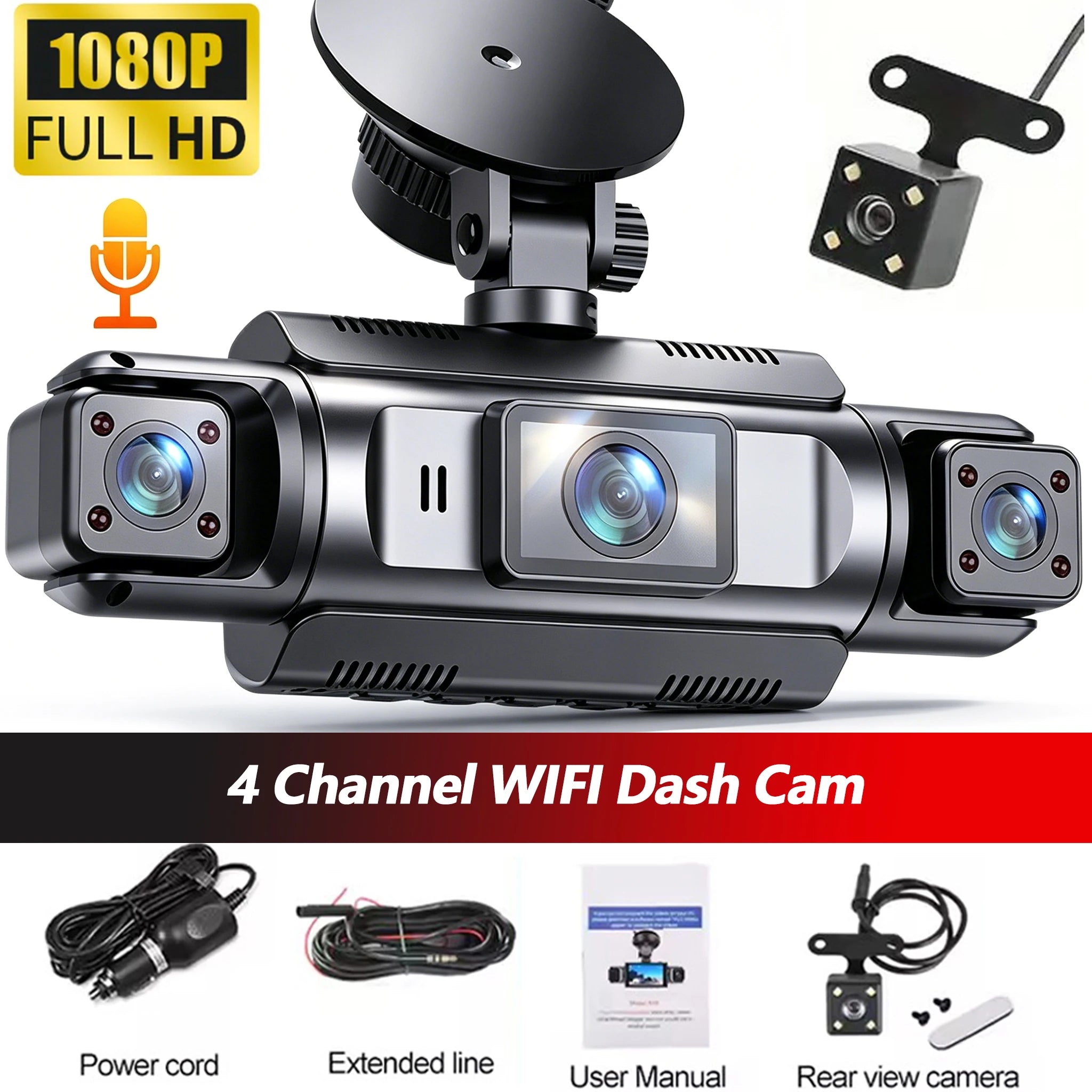 4K UHD Recording Dash Cam Video Recorder Car Camera DVR Night Vision Wi-Fi GPS 24H Parking Mini Front Rear Black Box Monitor Car Mobile World