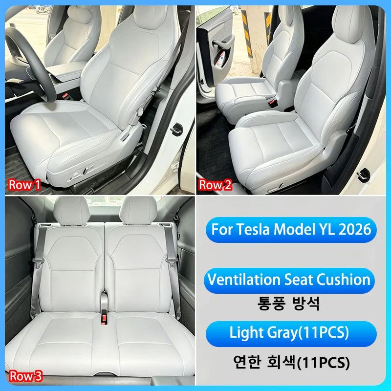 For Tesla Model YL 2026+ Ventilation Seat Cover Breathable Comfortable PU Leather Seat Cushion All-season Car Seat Accessories