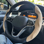 Universal D-shaped Round Car Steering Wheel Cover Ventilation hole Leather Absorb sweat Anti-slip Decoration Accessories 15inch CM World