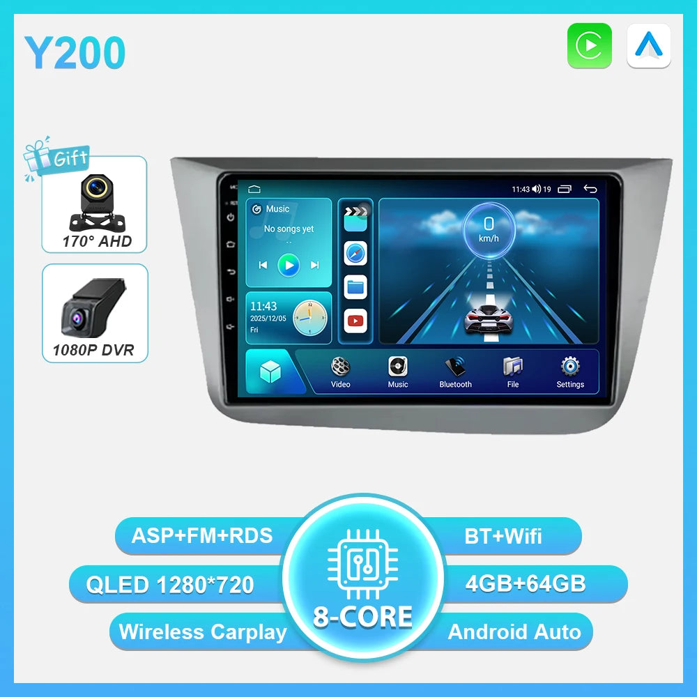 Android 16 Car Radio Autoradio For Seat Altea XL Toledo 2004-2015 Multimedia Player GPS Navigation Wireless Carplay Auto WIFI BT