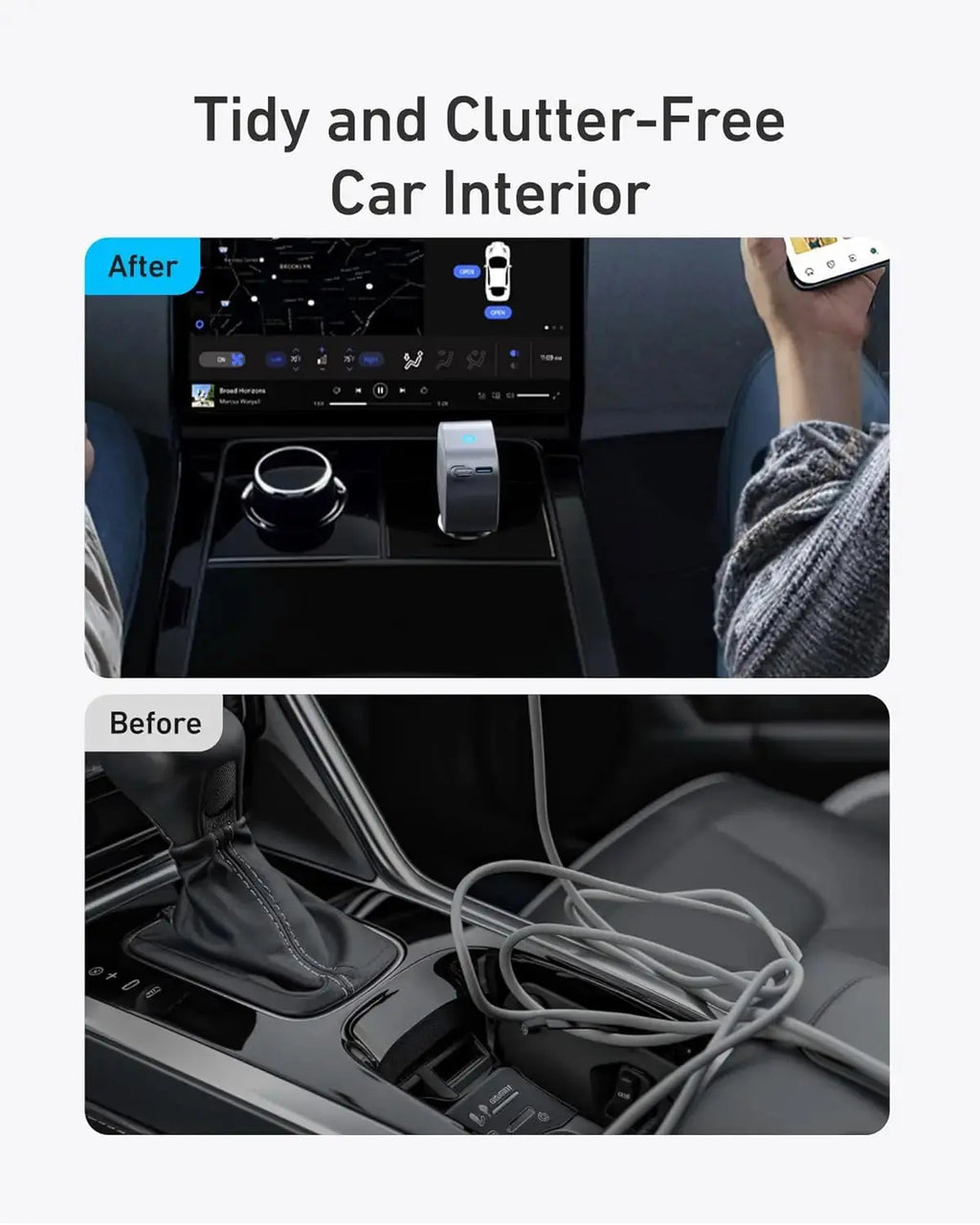 Anker USB-C Car Charger with Built-in Retractable USB-C Cable 75W Max Ultra-Compact Type-C Fast Car Charger for iPhone Series Car Mobile World