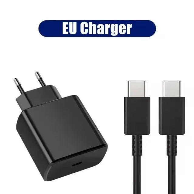 PD 45W 5A Super Fast Charger for Samsung S21 S22 S23 S24 Plus Note20 Ultra A34 A53 A54 A55 A71 A73 USB-C Quick Charging Cable 2m Car Mobile World