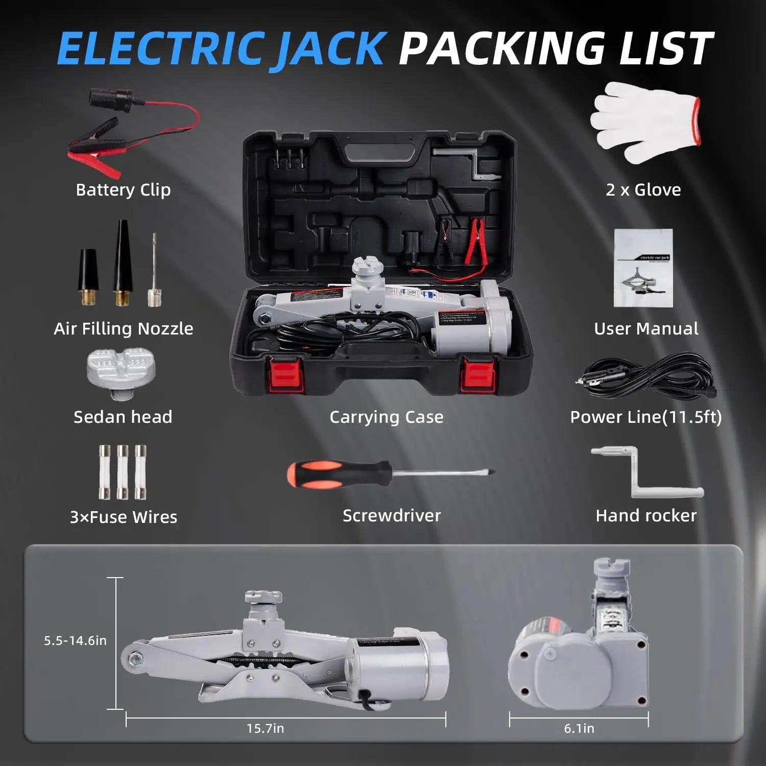 2-Ton Electric Car Jack with Remote Control - Automatic Vehicle Lift Kit for Roadside Tire Changes on Sedans and SUVs CM World
