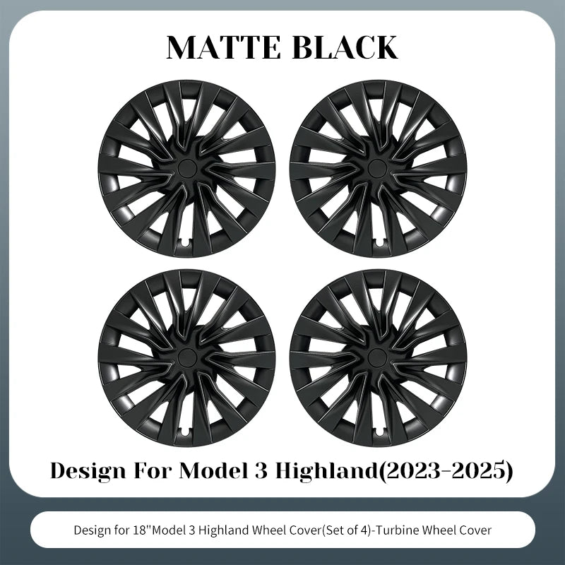 4PCS For Tesla Model 3 Highland 2023-2026 Turbine Wheel Cover 18 Inch Car Replacement Automobile Hub Cap Full Rim Car Acces CM World
